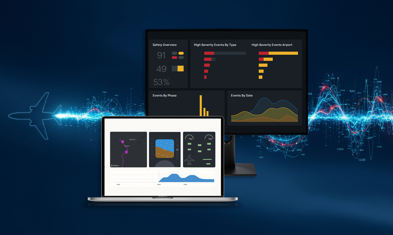 FlightVue FDM platform integrating pilot app and automated analytics Flight data monitoring and analysis dashboard from FlightVue FDM